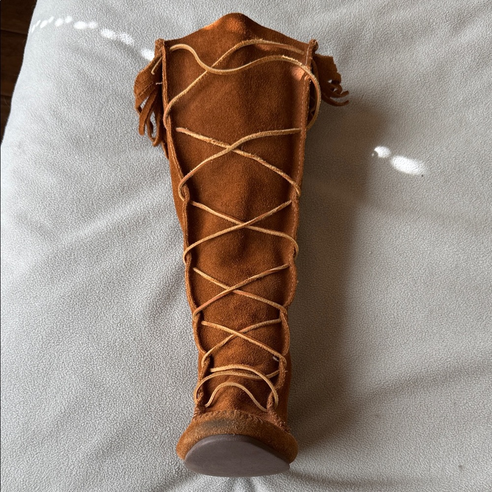 Leather Lace-Up Knee-High Boots